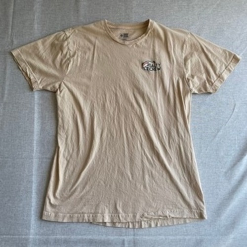 Salty Crew T Shirt Bait and Tackle Fishing Graphic Tan Casual Tee Large